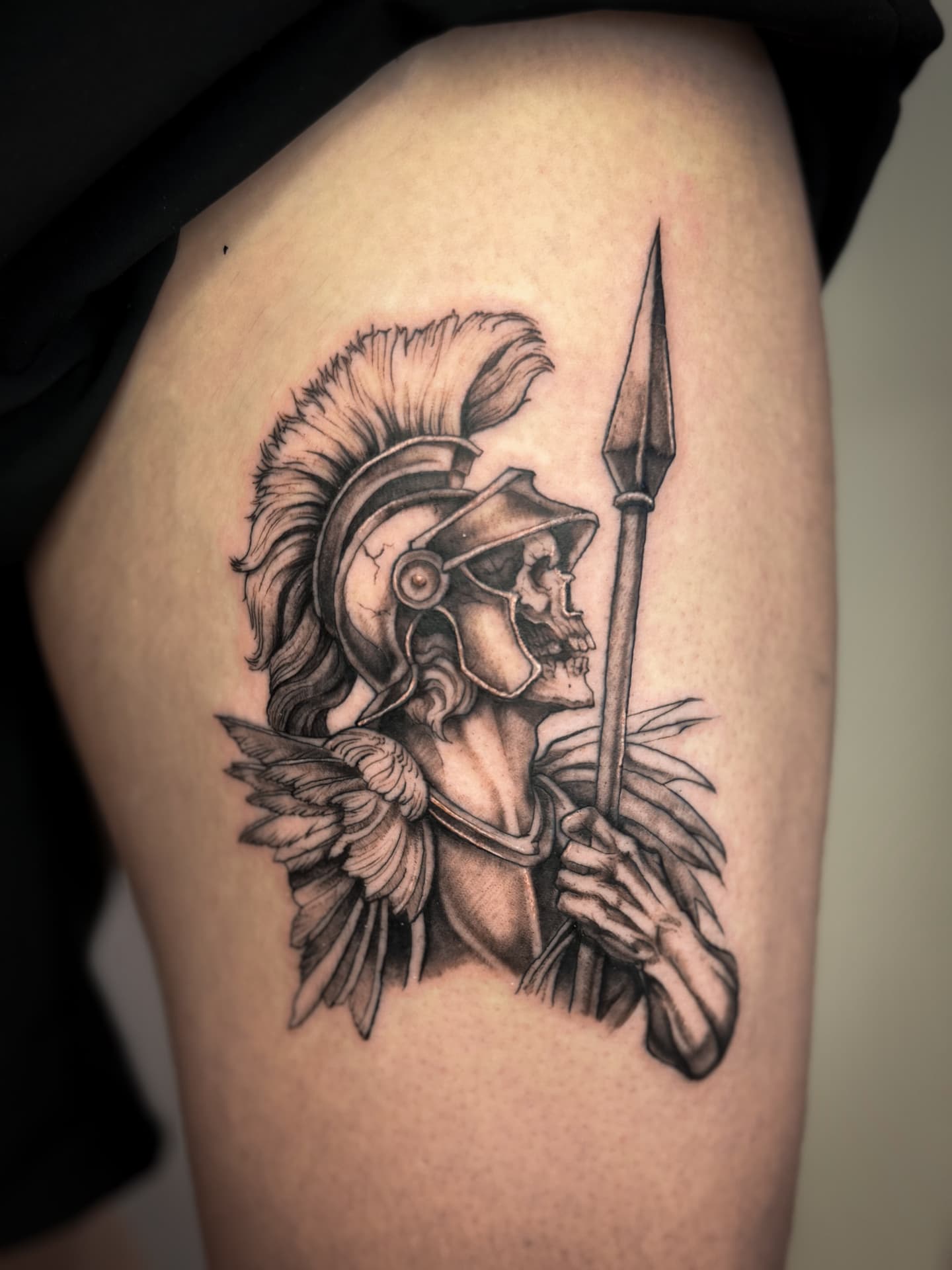 Warrior — Black & Grey Custom Work tattoo by Ana at Blasian Ink
